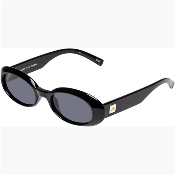 Oval Sunglasses with Polycarbonate Frame, Lightweight Sleek Style Black slim oval frame sunglasses | Glassworks London main image 4